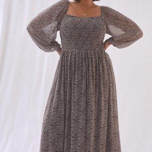 Anthropologie Dolan Smoked Midi Shift Cheetah Print Dress